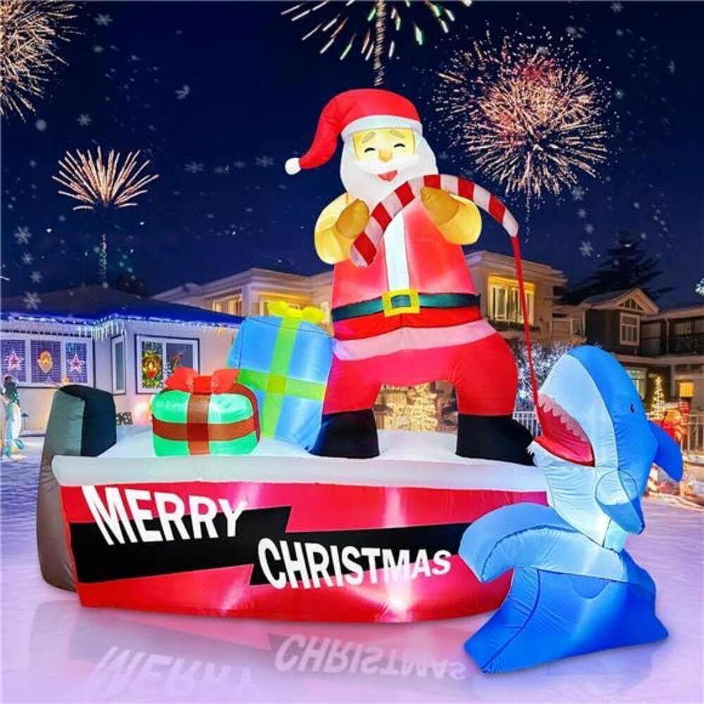 8 FT Christmas Inflatable Outdoor Decorations, Funny Inflatable Santa Claus
